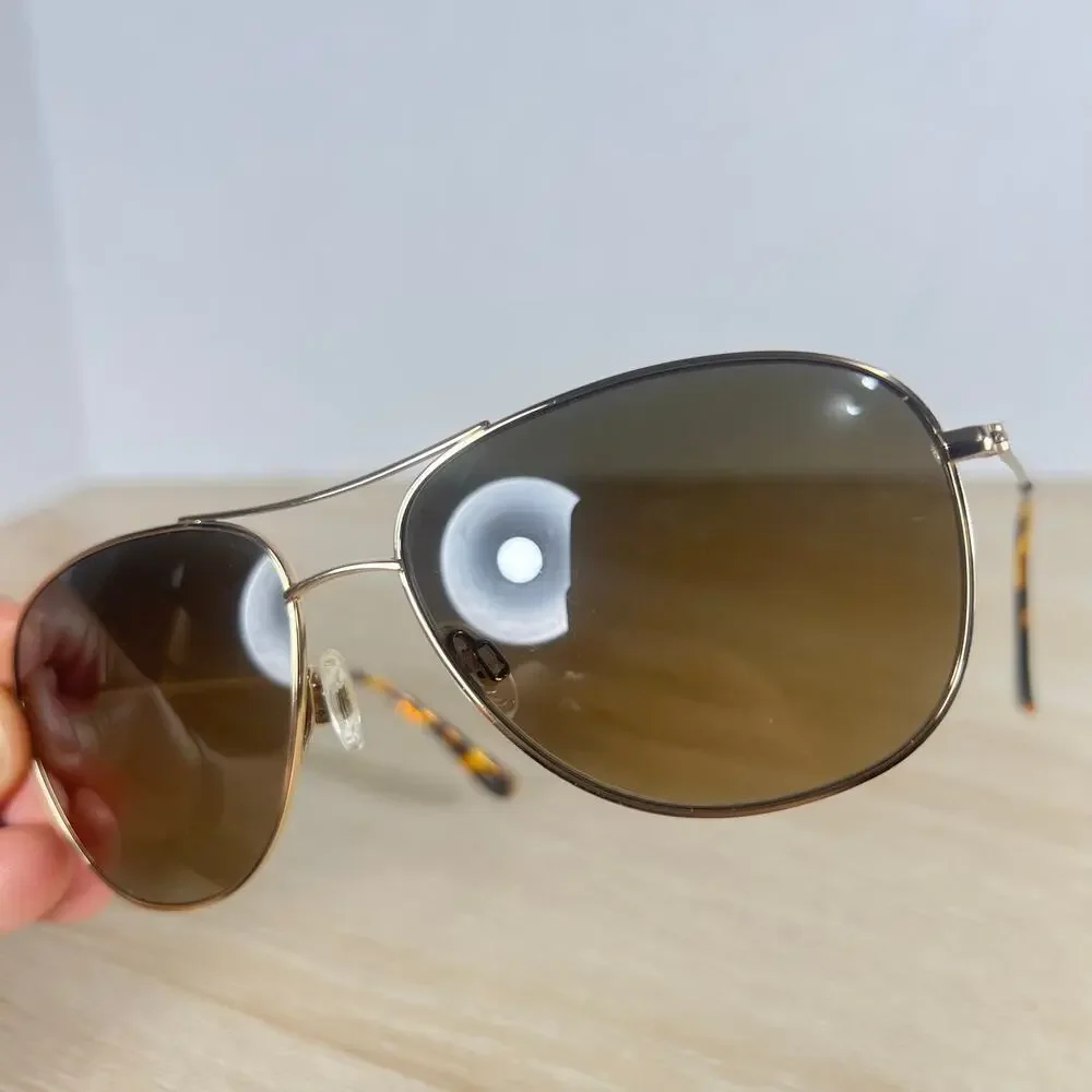 Maui Jim Cliff House MJ-247-16 Titanium Silver Sunglasses 59-15-120 Gold Aviator